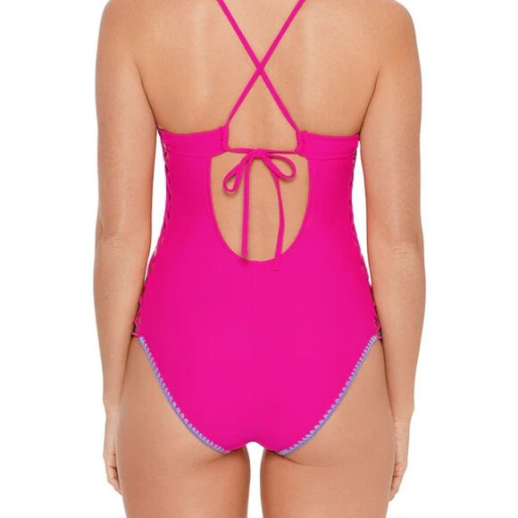 Salt + Cove Cutout Side 1 Piece Swimsuit Embroidery Trim NWT Sz XS - Picture 4 of 11